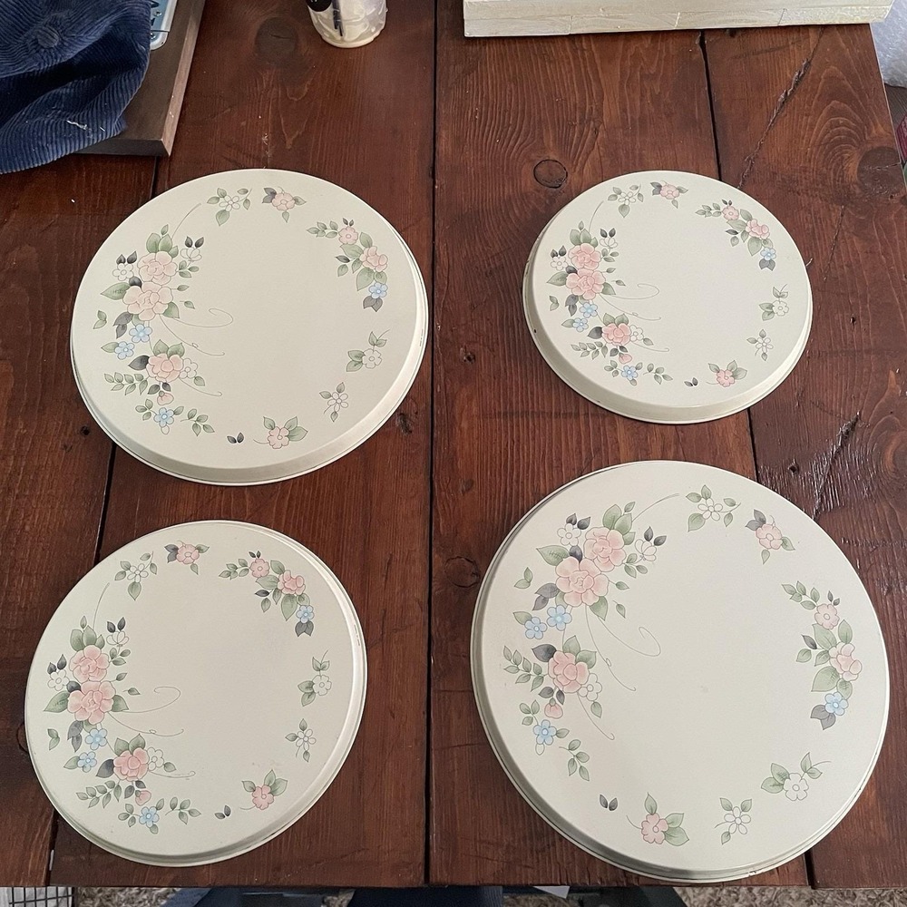 Vintage Pfaltzgraff Tea Rose Stove Burner Cover Set Of 4 Made In Taiwan